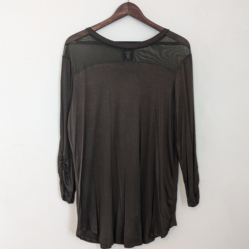 Army Green Top with Mesh Shoulder Cutout (2x)